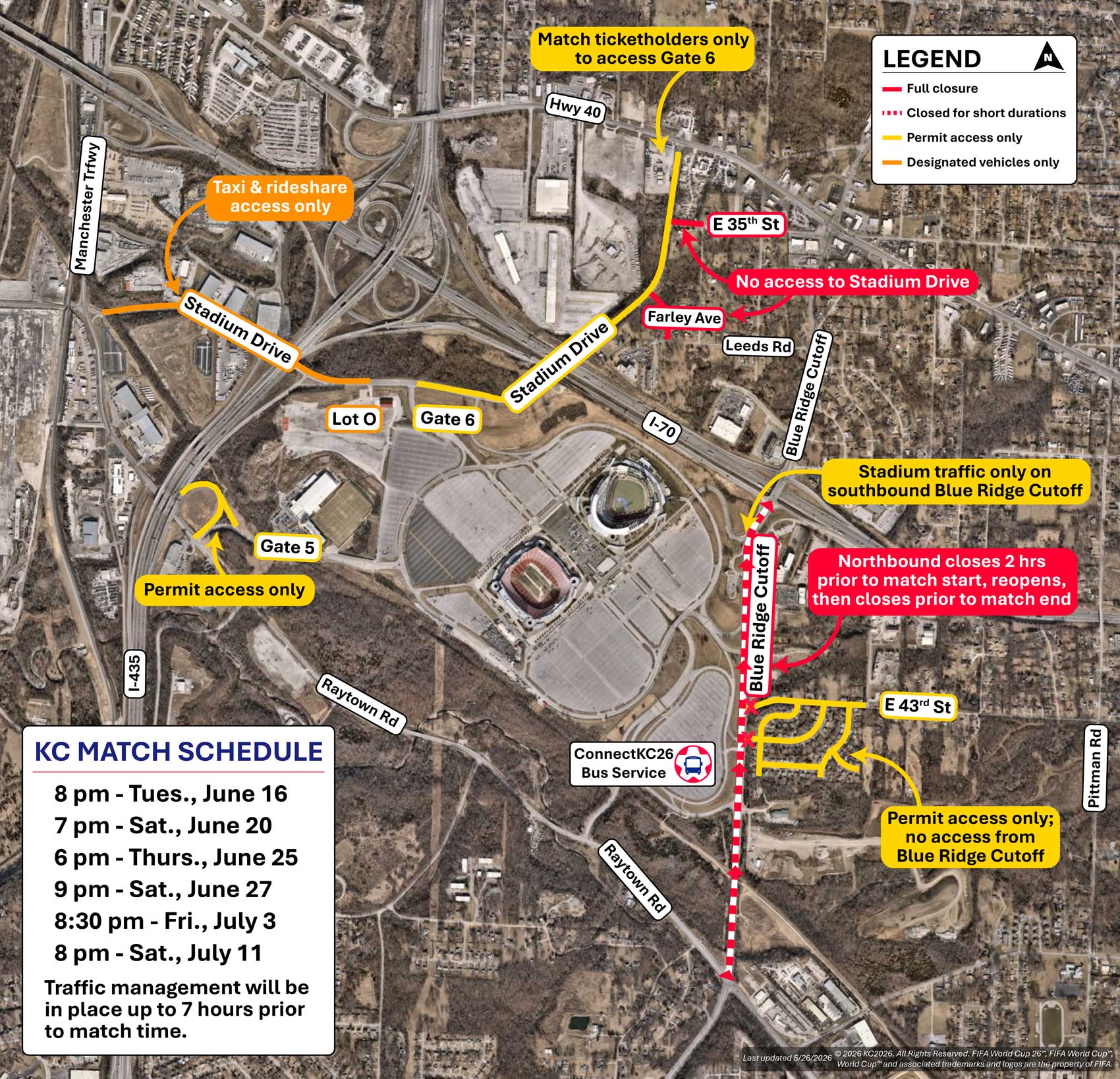 Stadium Area Road Closures