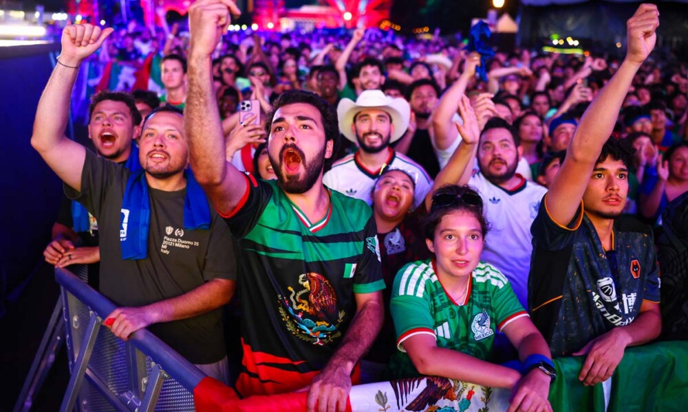 Fans watching match