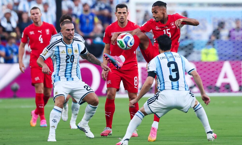Quarterfinal game between Argentina and Switzerlands during the FIFA World Cup at Kansas City Stadium in Kansas City, MO on Saturday, July 11, 2026. Photo by Steve Sanders